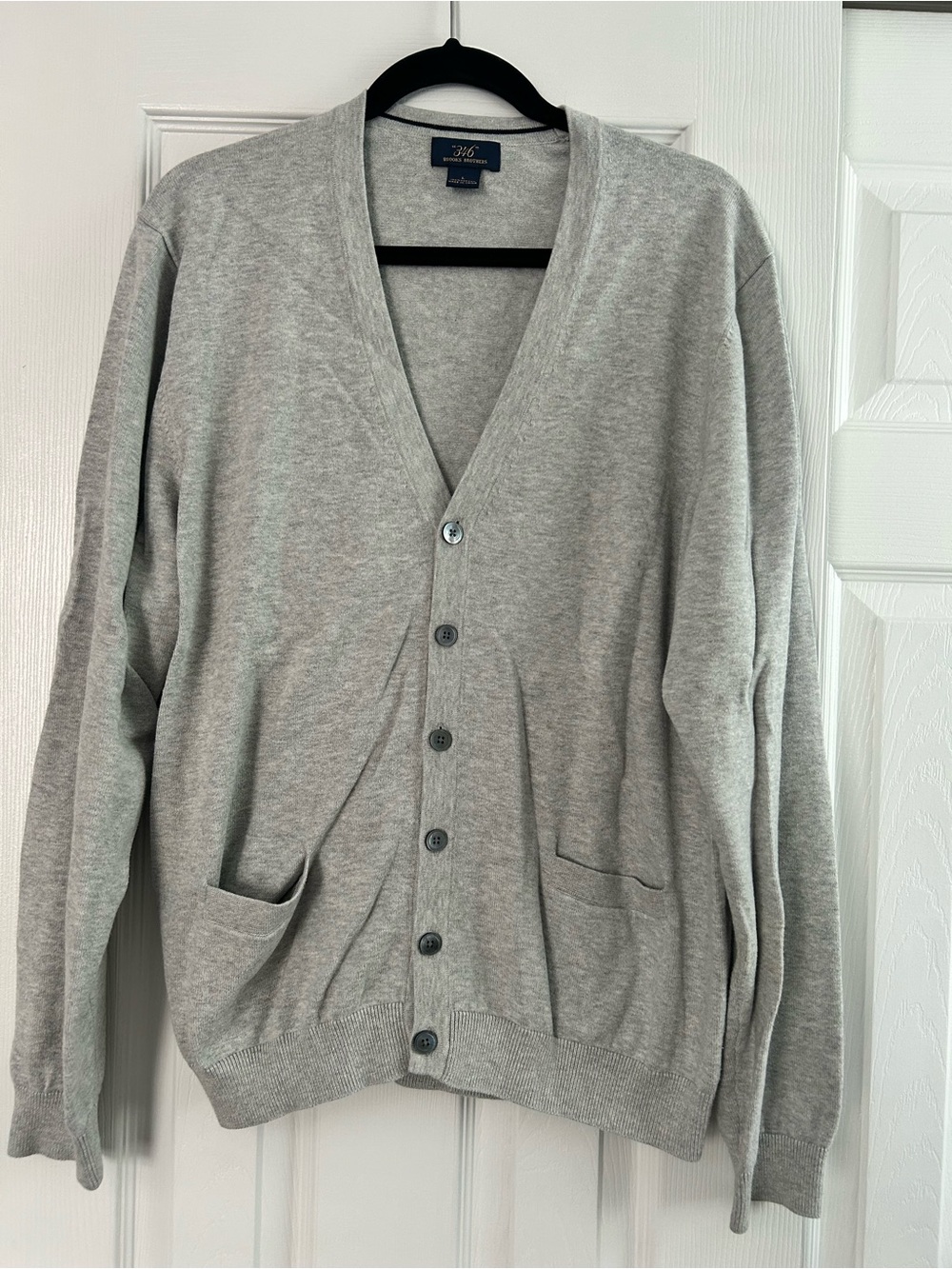 Brooks Brothers Light Gray V-Neck Button Front Cardigan